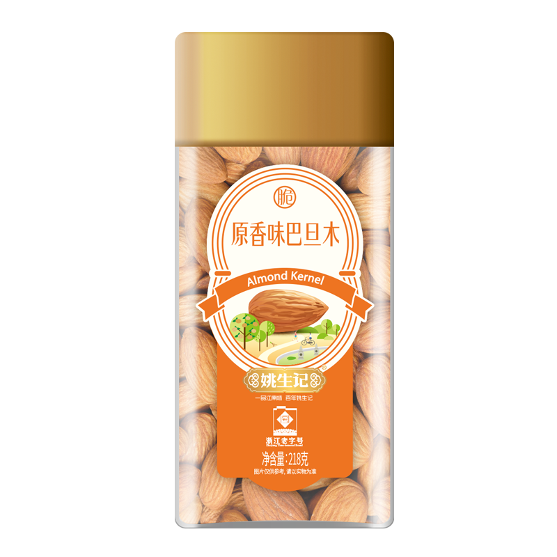 姚生记218克原香味巴旦木/方形罐
