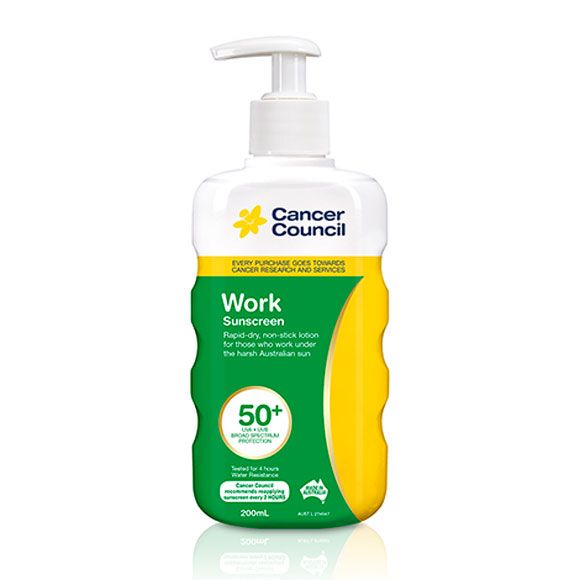 CANCER COUNCIL 200mL SUNSCREEN WORK SPF+ 50