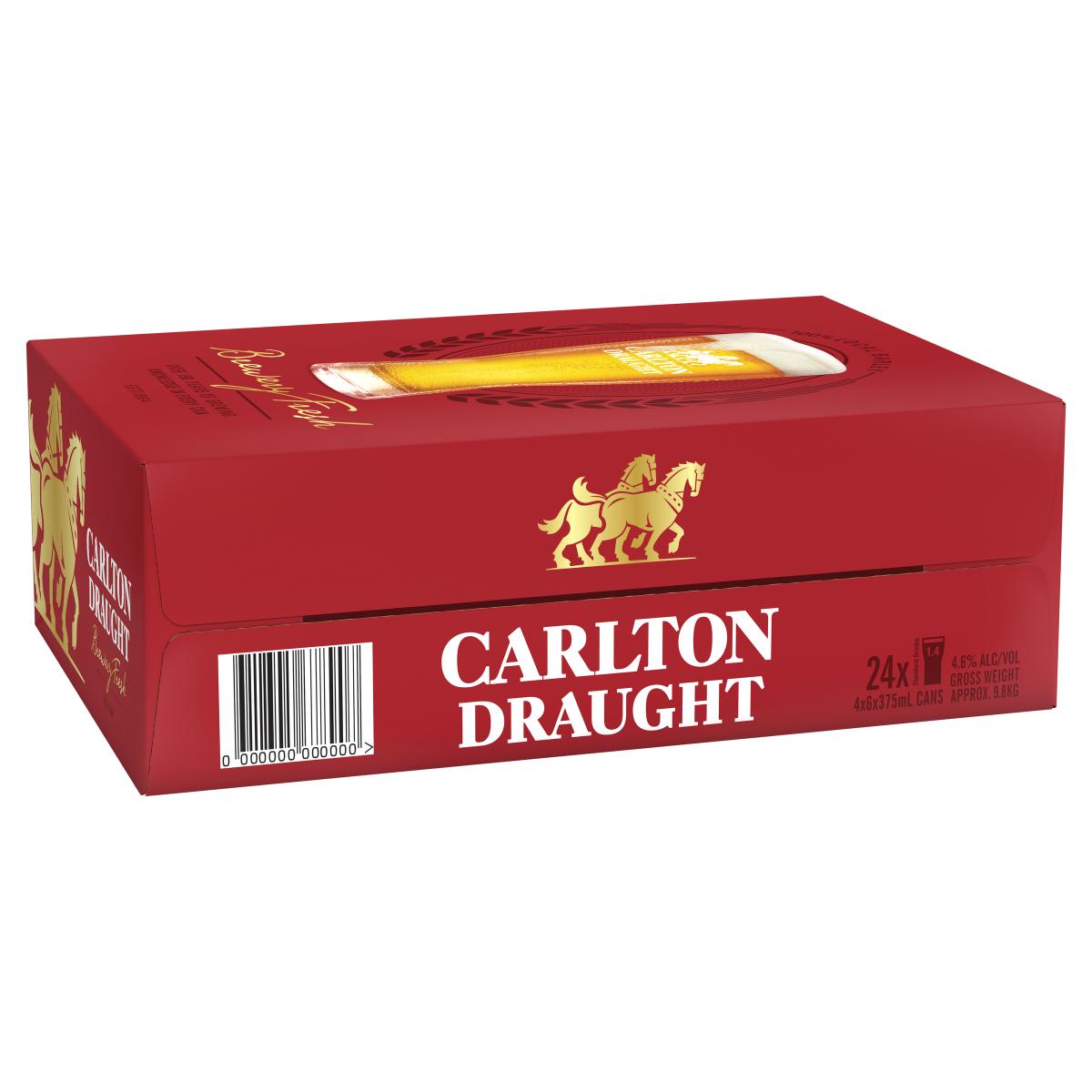 Carlton Draught 375mL Cans - 24 Pack