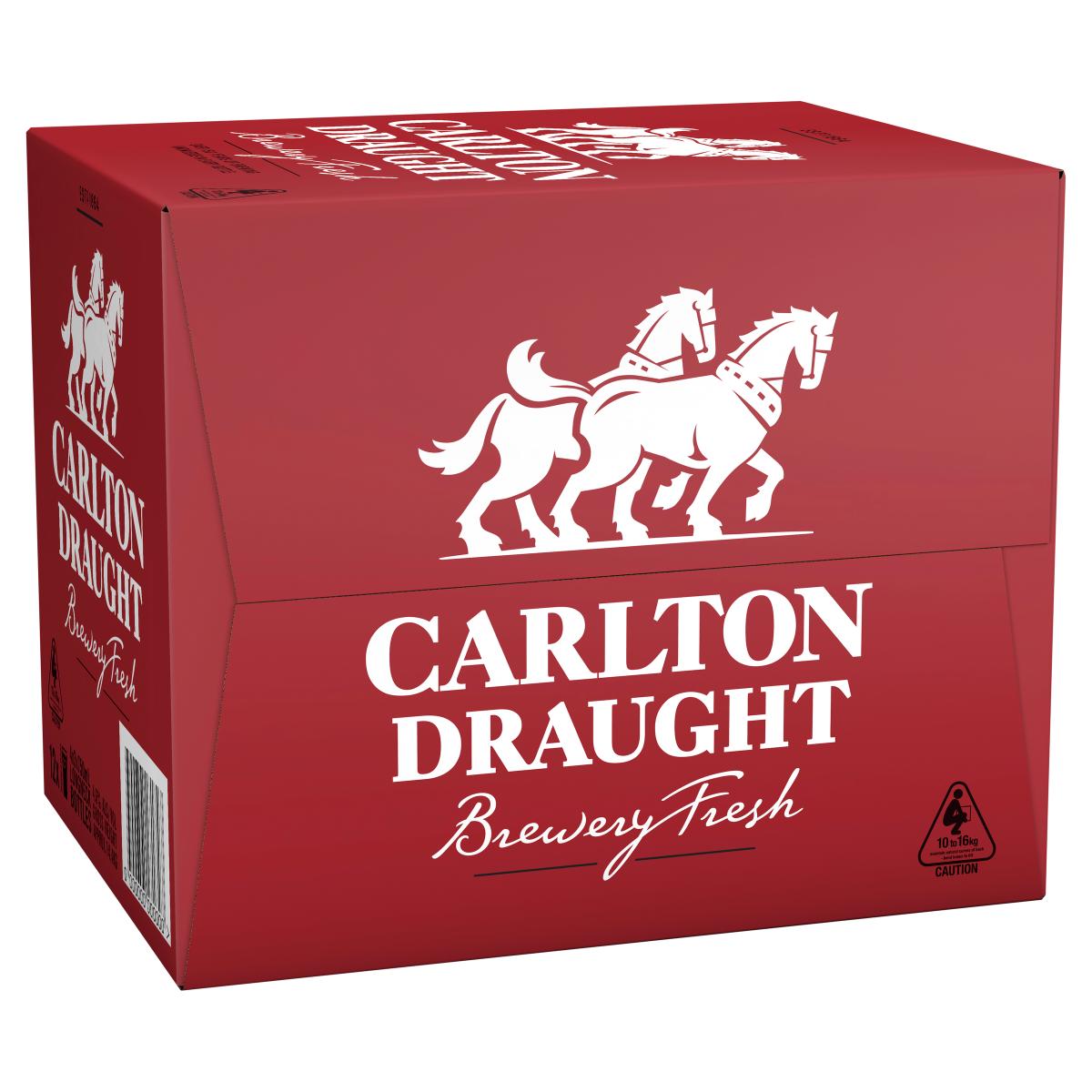 Carlton Draught 750mL Longneck Bottles - 12 Pack