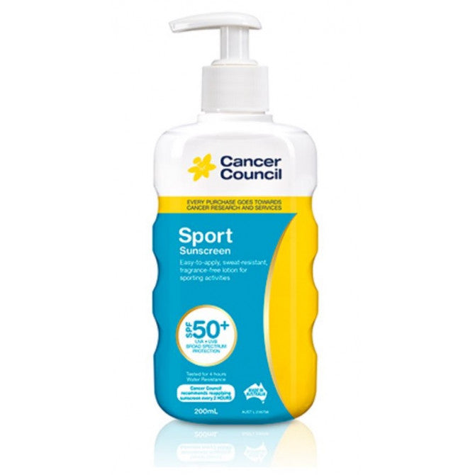 CANCER COUNCIL 200mL SUNSCREEN SPORT SPF+ 50