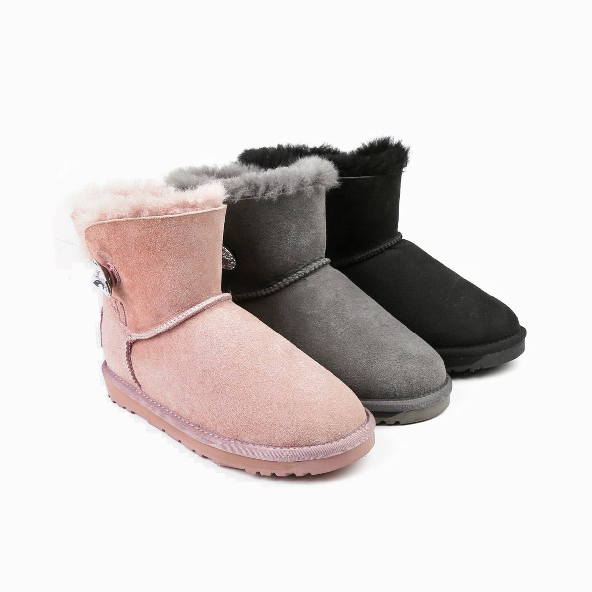 OZWEAR Ugg Classic Mini Button Whth Swarovski Boots (Water Resistant)