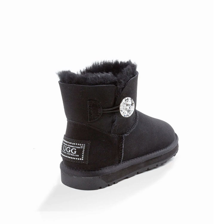 OZWEAR Ugg Classic Mini Button Whth Swarovski Boots (Water Resistant)
