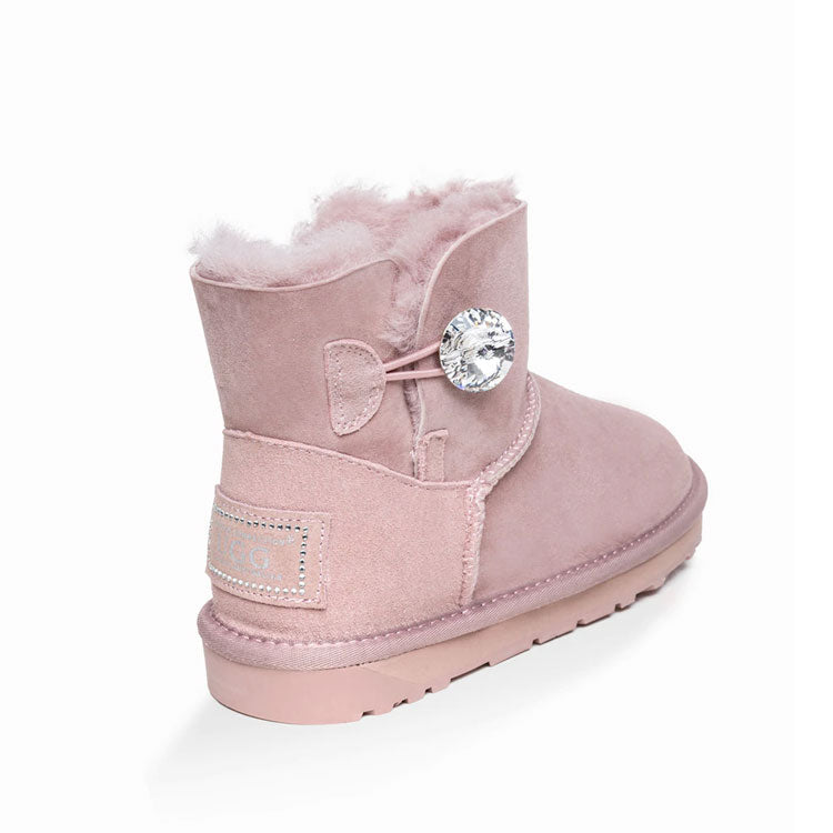 OZWEAR Ugg Classic Mini Button Whth Swarovski Boots (Water Resistant)