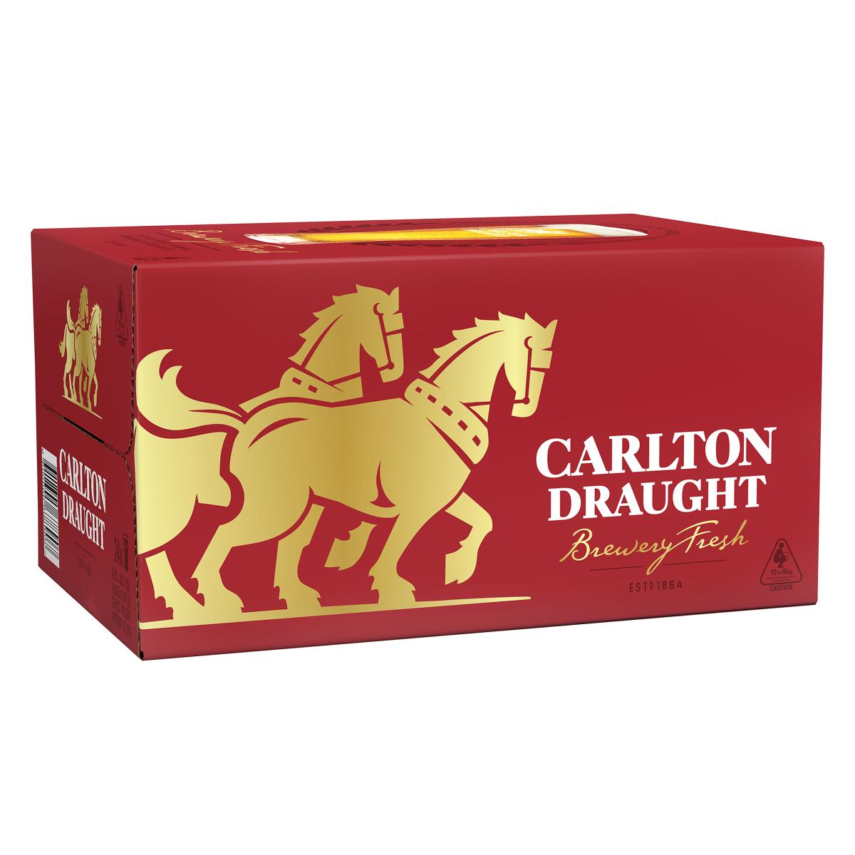 Carlton Draught 375mL Bottles - 24 Pack
