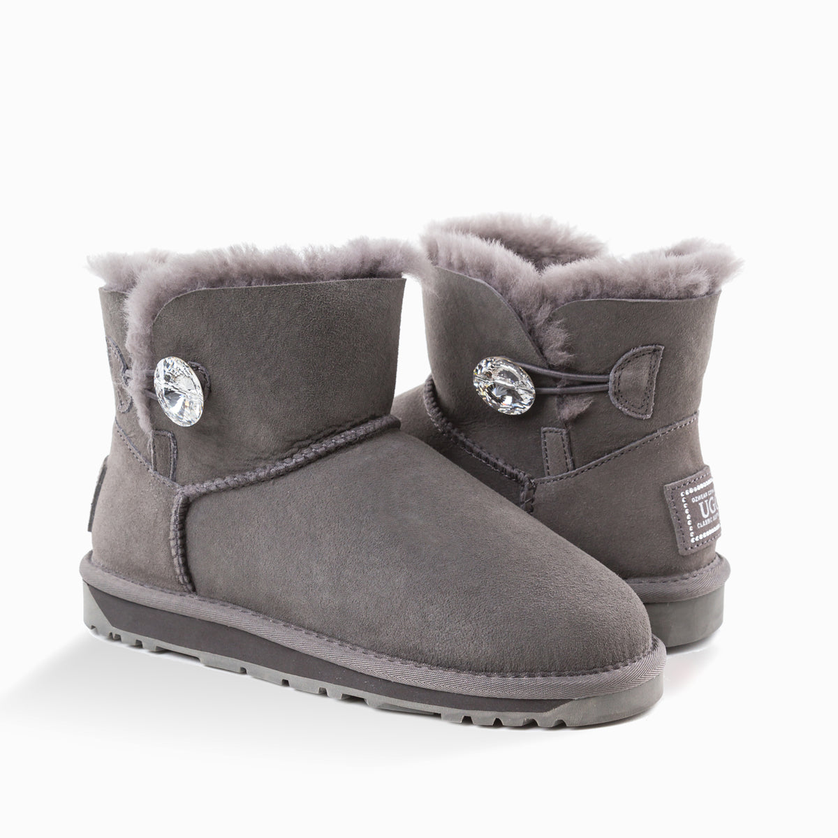 OZWEAR Ugg Classic Mini Button Whth Swarovski Boots (Water Resistant)