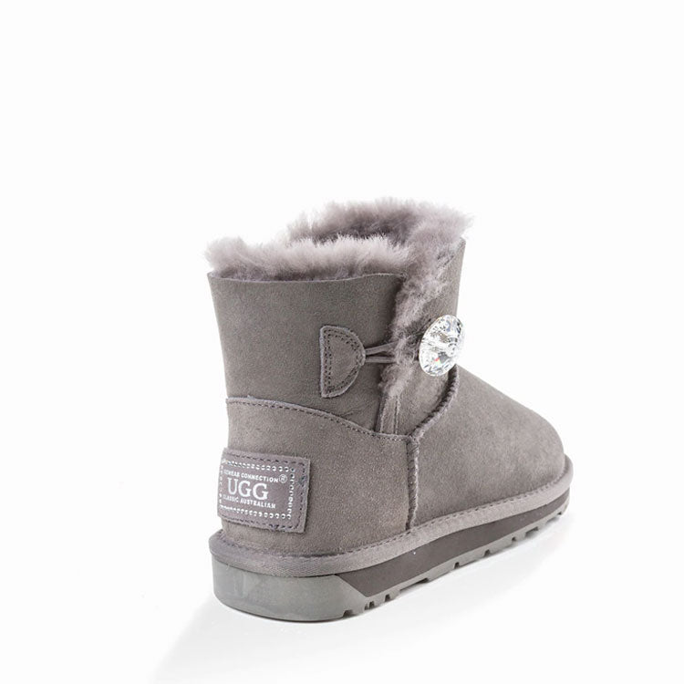OZWEAR Ugg Classic Mini Button Whth Swarovski Boots (Water Resistant)