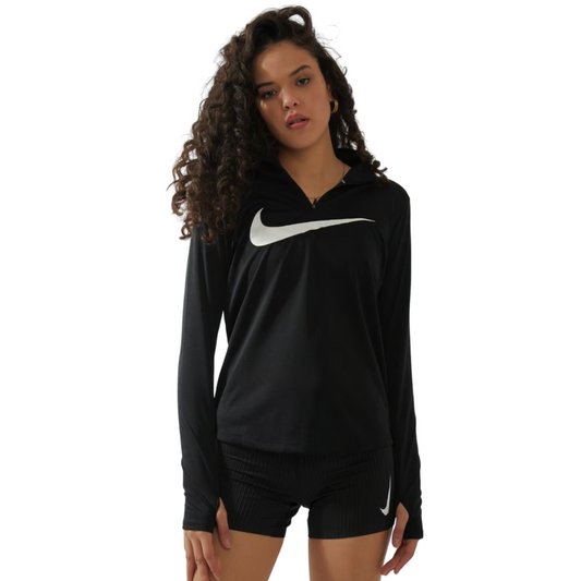 Nike Dri-FIT Swoosh Women's 1/4-Zip Long-Sleeve Running Mid Layer Black