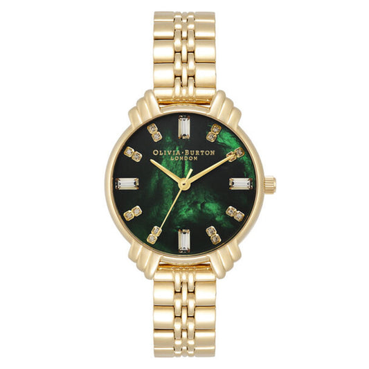 Olivia Burton Art Deco Midi Dial Emerald Green & Gold Women's Watch