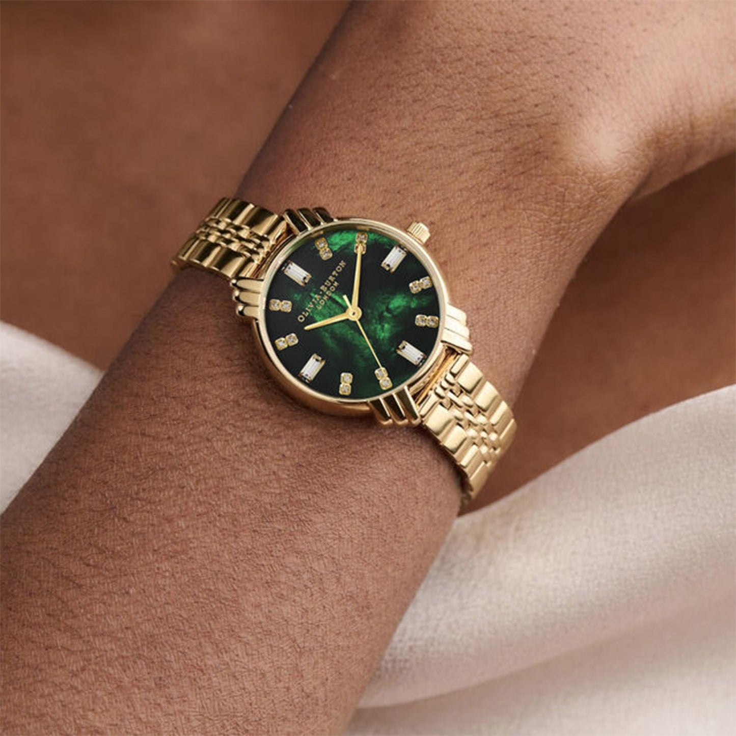 Olivia Burton Art Deco Midi Dial Emerald Green & Gold Women's Watch