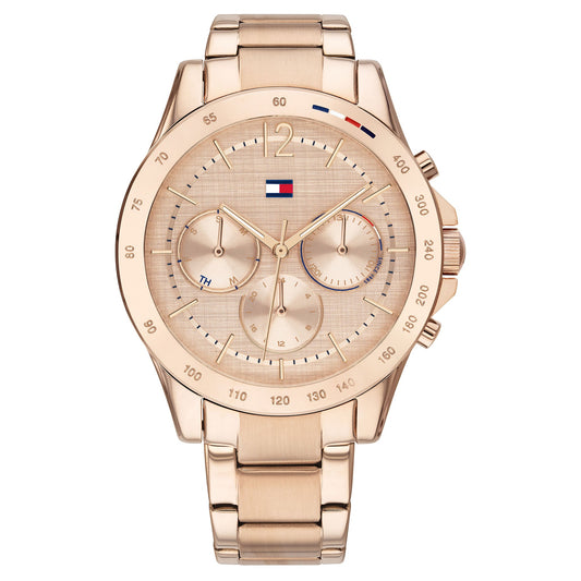 Tommy Hilfiger Ionic Plated Carnation Gold Steel Carnation Gold Dial Ladies Watch