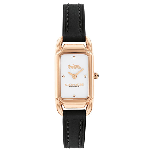 Coach  Black Calfskin Ivory Dial Ladies Watch
