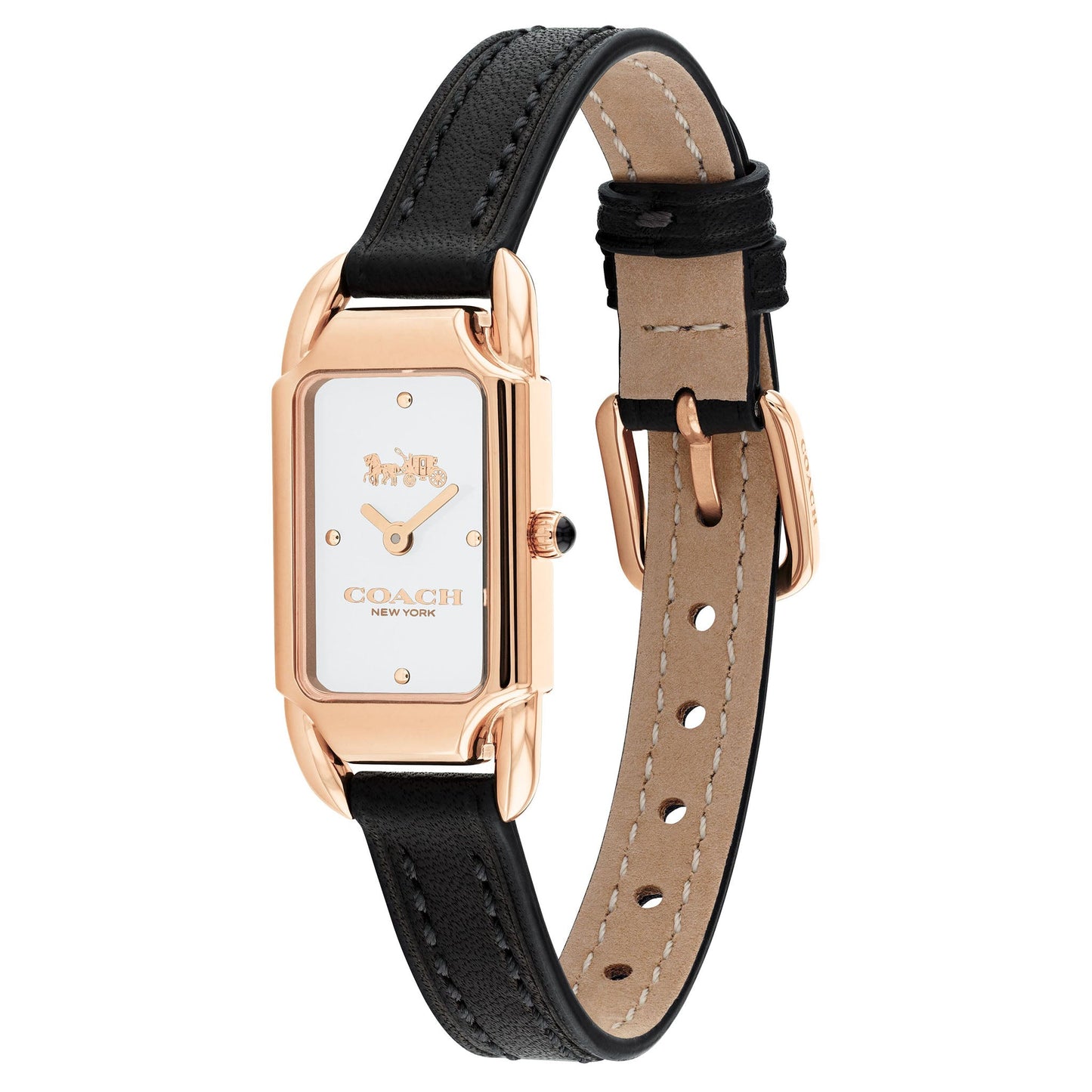 Coach  Black Calfskin Ivory Dial Ladies Watch