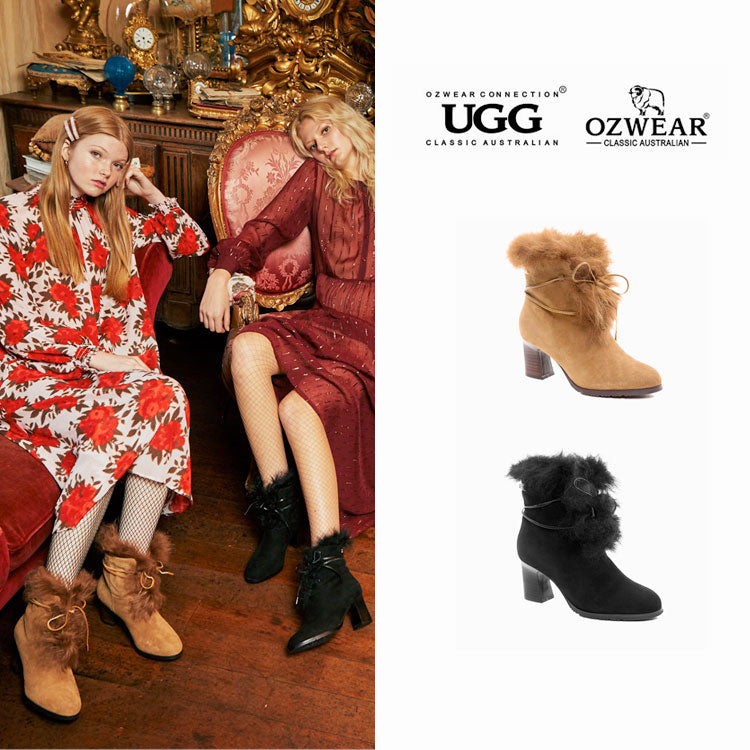 UGG LEAH FUR LINED HEEL BOOTS