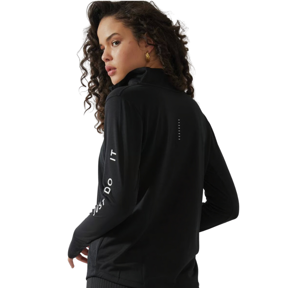 Nike Dri-FIT Swoosh Women's 1/4-Zip Long-Sleeve Running Mid Layer Black