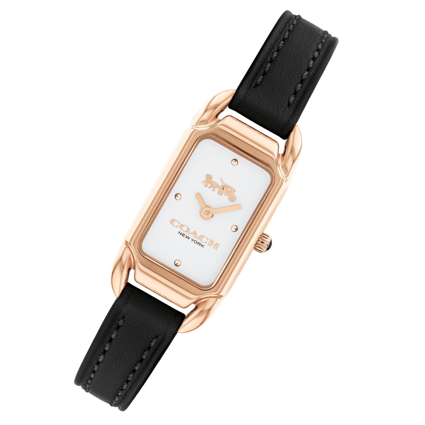 Coach  Black Calfskin Ivory Dial Ladies Watch
