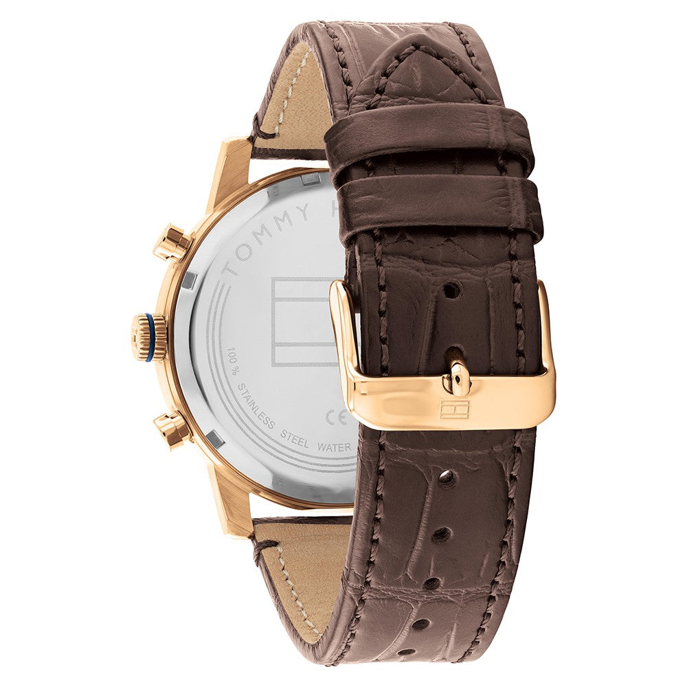 Tommy Hilfiger Brown Leather Navy Dial Men's Watch